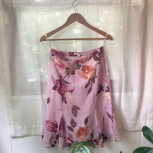 Pink Silk Floral Skirt